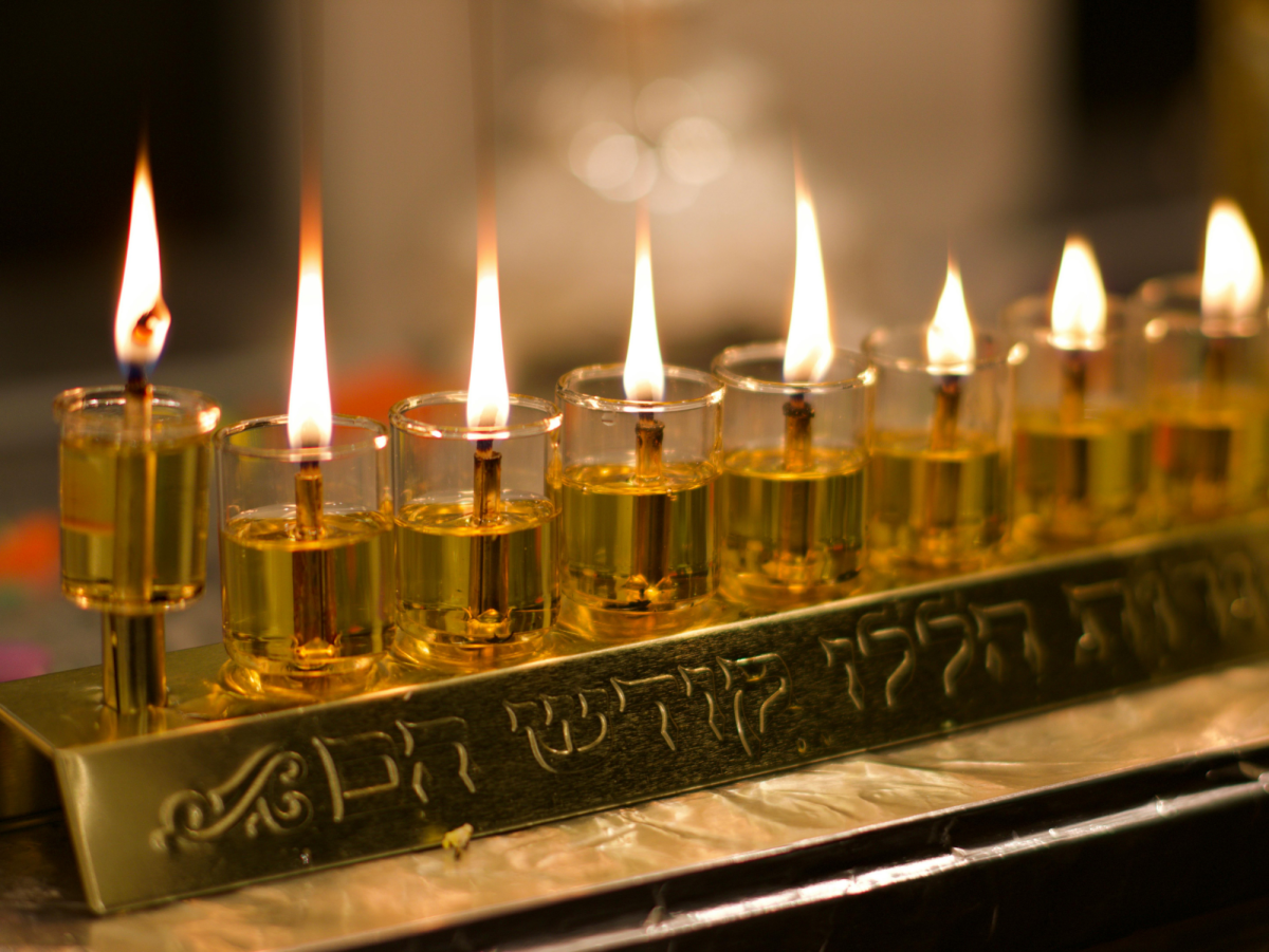 Row of Burning Candles during Hanukkah