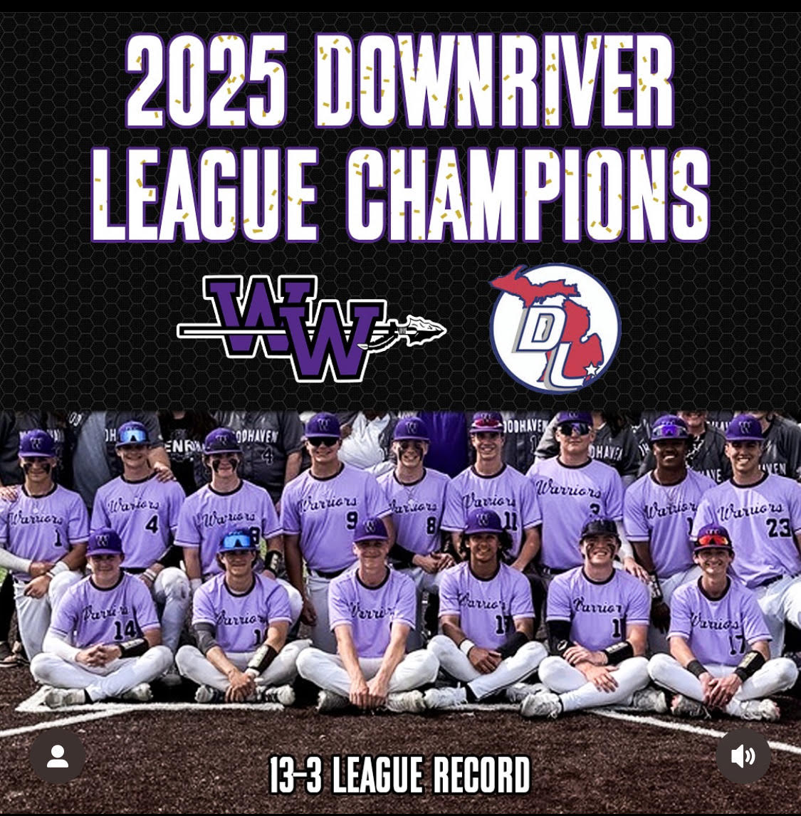 Woodhaven Warriors Baseball Downriver League Champions